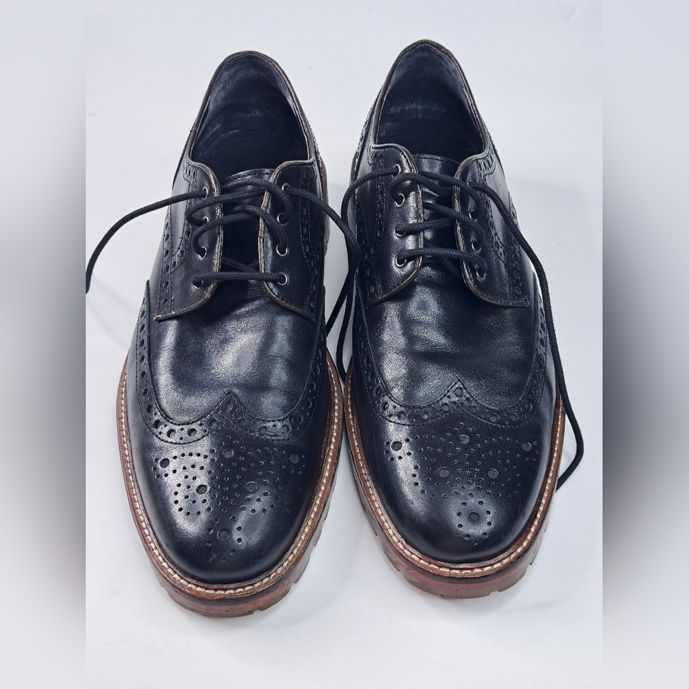 Johnston and Murphy J&M 1850 Wingtip Oxfords Mens Size 10 Black Leather Dress